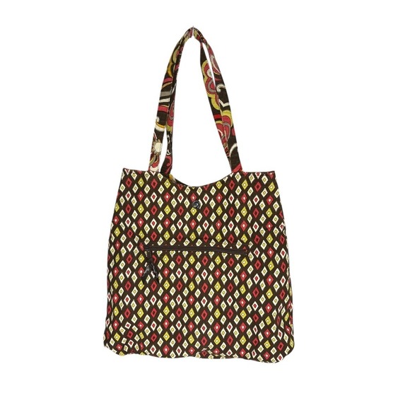 Vera Bradley Quilted "Puccini" Bucket Tote Handbag Medium Bag‎ Brown Pink Floral - Picture 3 of 8